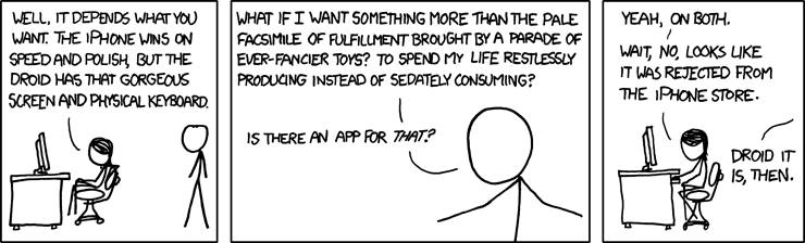 xkcd cartoon: iPhone or Droid