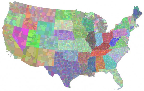County-level colored map data