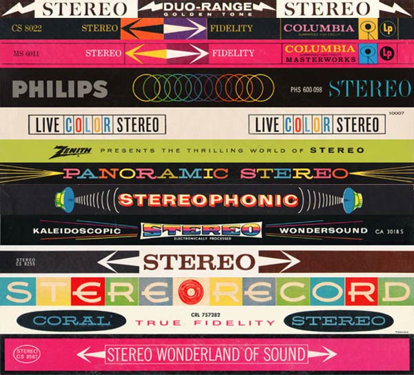 Banners advertising Stereo, from LP covers, screenshot from StereoStack.com