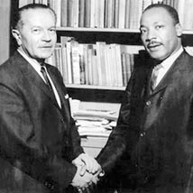 Dr King and the Rabbi's shake hands