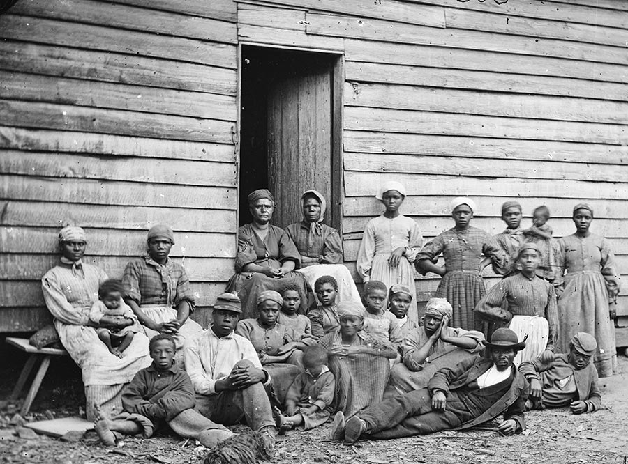 Cumberland Landing, Va. Group of escaped slaves