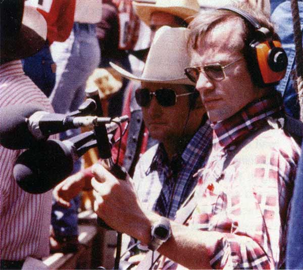 Audio engineer John Widoff recording the rodeo