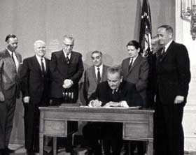 President Johnson signs the Public Broadcasting Act, November 7, 1967