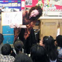 Esme Codell in the classroom with students