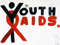 Youth AIDS logo graffiti on wall