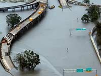New Orleans roads bridges, and buildings flooded