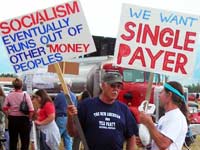 Health care signs at a Tea Party protest