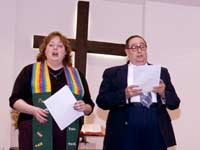 Reverand Ruth Shaver singing in church