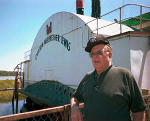 Clay Kennedy at Capn. Lewis dredge boat and museum