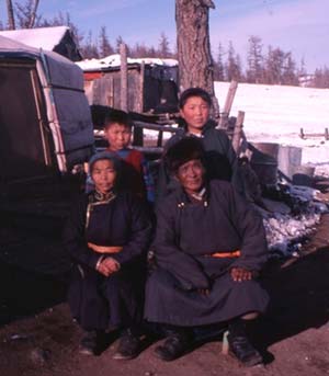 Mongol family outside of ger
