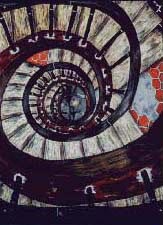 painting of a spiral staircase