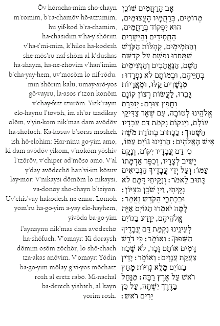 Yizkor in Hebrew