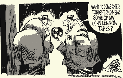 Cartoon: FBI guys say: You wanna come over tonight and hear my Lennon tapes
