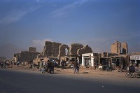 Kabul street with ruins