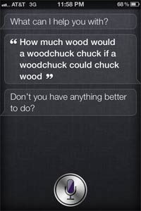Siri screenshot: How much woodchuck wood?