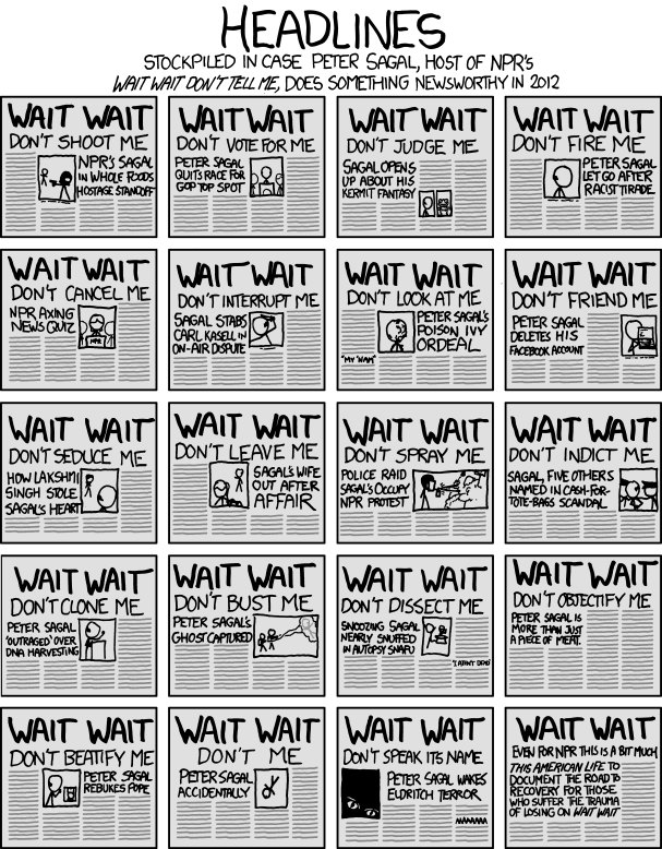 XKCD cartoon about Peter Segal from Wait Wait