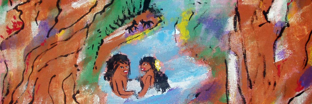 Solidod and her husband in a stream.