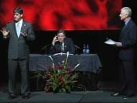SLC Mayor Rocky Anderson on-stage debating FOX News host Sean Hannity