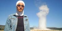 One of the Arab students at a Yellowstine geyser