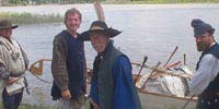 Re-enanters taking a break on shores of the Missouri River breaks in Montana