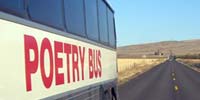 Side of the bus with letters: Poetry Bus