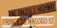 South African street sign, intersetcion of Princess Magogo Steeet and King Dinuzulu Highway
