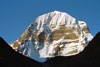 <p>At 22,000 feet above sea level, Kailash is far from the highest mountain in western Tibet, but it sits alone and has a magical shape--four sides like a pyramid or the top of a diamond, covered in snow and ice. Hindus believe Lord Shiva lives on the summit locked in sexual embrace with his consort Shakti. Their dance pushes the circle of life, and when they stop dancing the world will explode. For Tibetan Buddists the mountain is home to many dieties, including the tantric buddha,  the Supreme Bliss Machine Buddha, Chakrasamvara.</p>