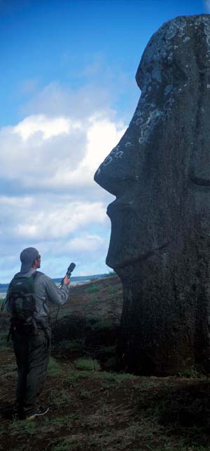 Jack Chance recording the Moai
